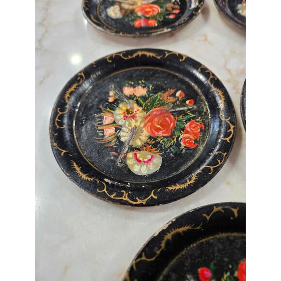 5 Vintage Metal Hand Painted Ashtrays ISCO Alcohol Proof - Picture 4 of 5